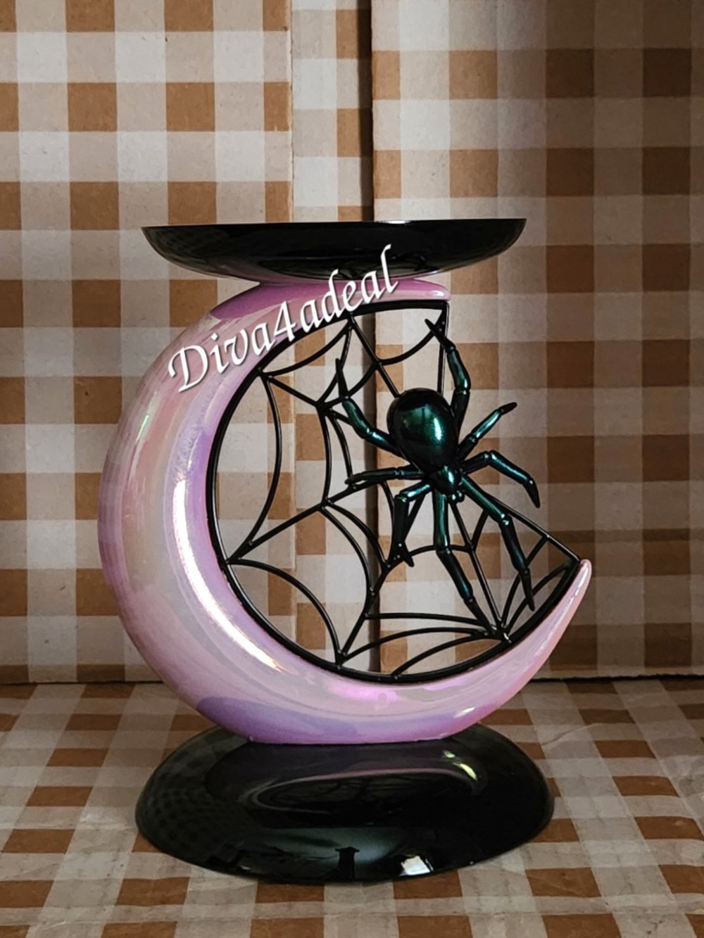 Bath & Body Works Halloween SPIDER & MOON Pedestal 3-Wick Candle Holder